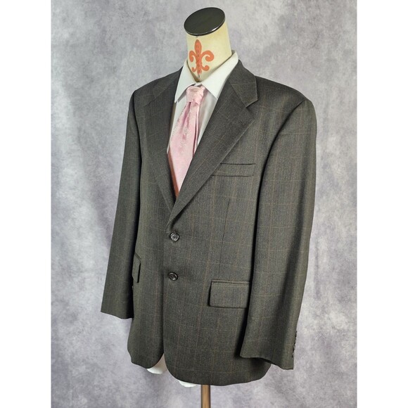 Polo University Mens 40S Brown Widowpane 2-Btn Blazer Jacket Sport Coat Wool EUC - Picture 3 of 12